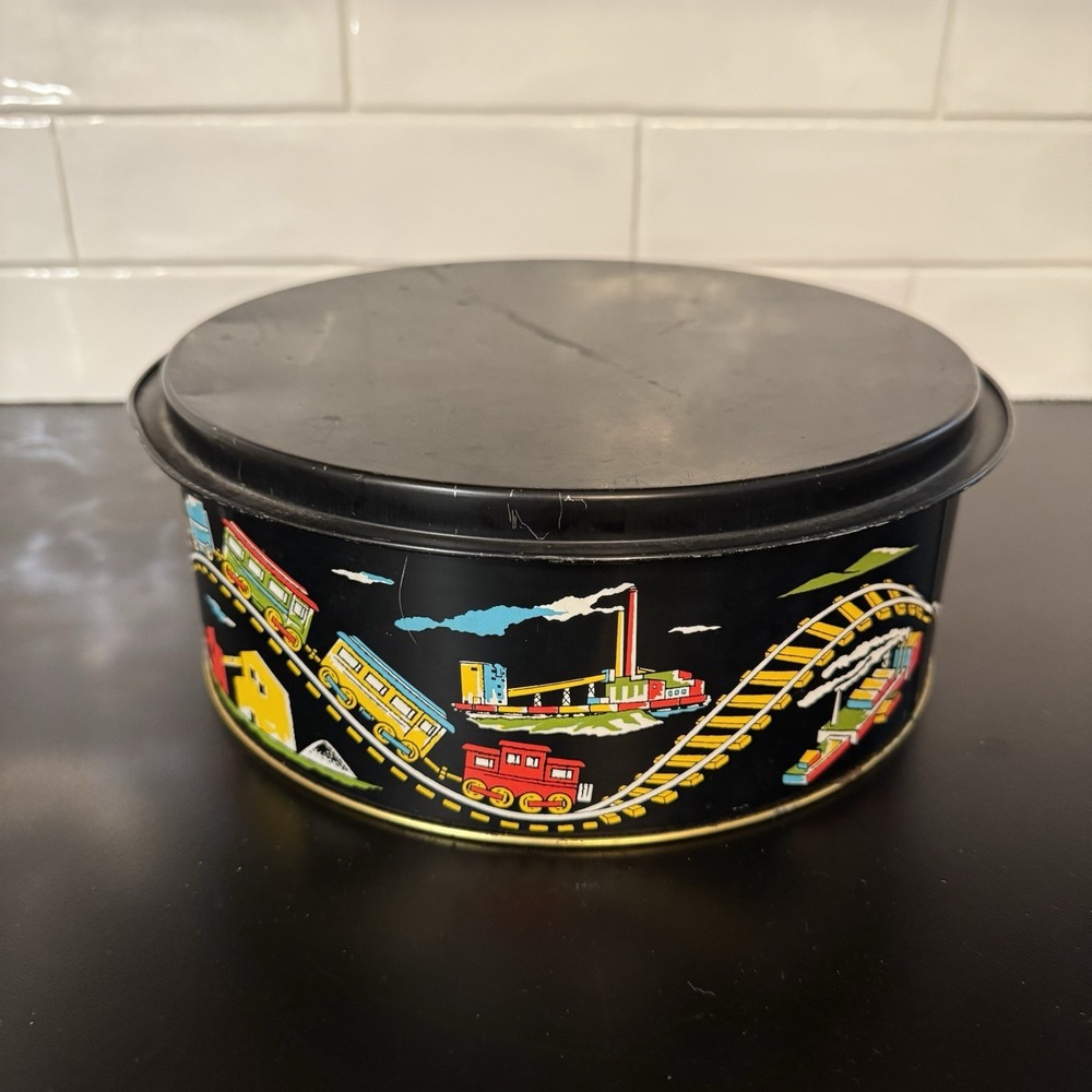 Vintage Bachman Bakery Railroad Train Tin And Tray 10"‎ Diameter Large